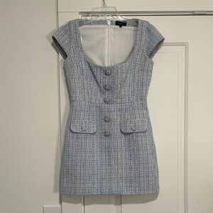 MAJORELLE Blue Tweed Mini Dress